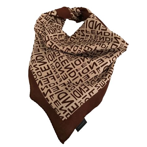 fendi brown silk scarf